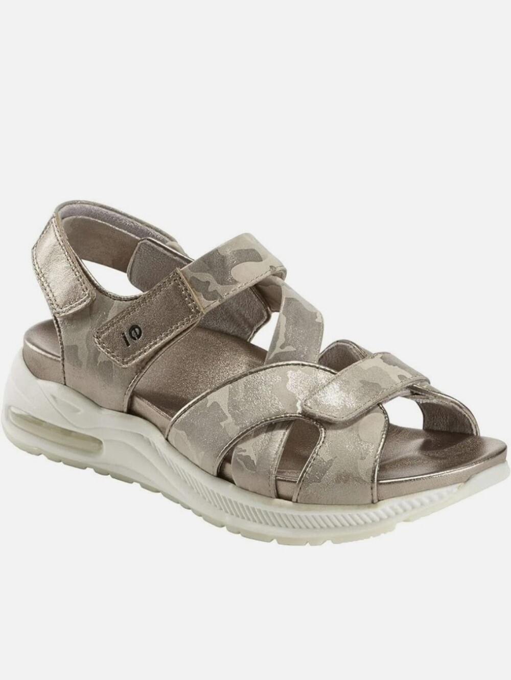 Earth Brand Kushma Grey Metallic Shimmer Camo Hook & Loop Sandals Women's 9